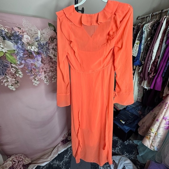 Allsaints Liana Waimea Dress in Zesty Orange. NWT Size 6 - Picture 7 of 7